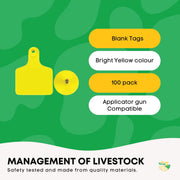 100x Cattle Ear Tags 5x4cm Set - Small Yellow Blank Sheep Pig Livestock Label V238-SUPDZ-21828971495504