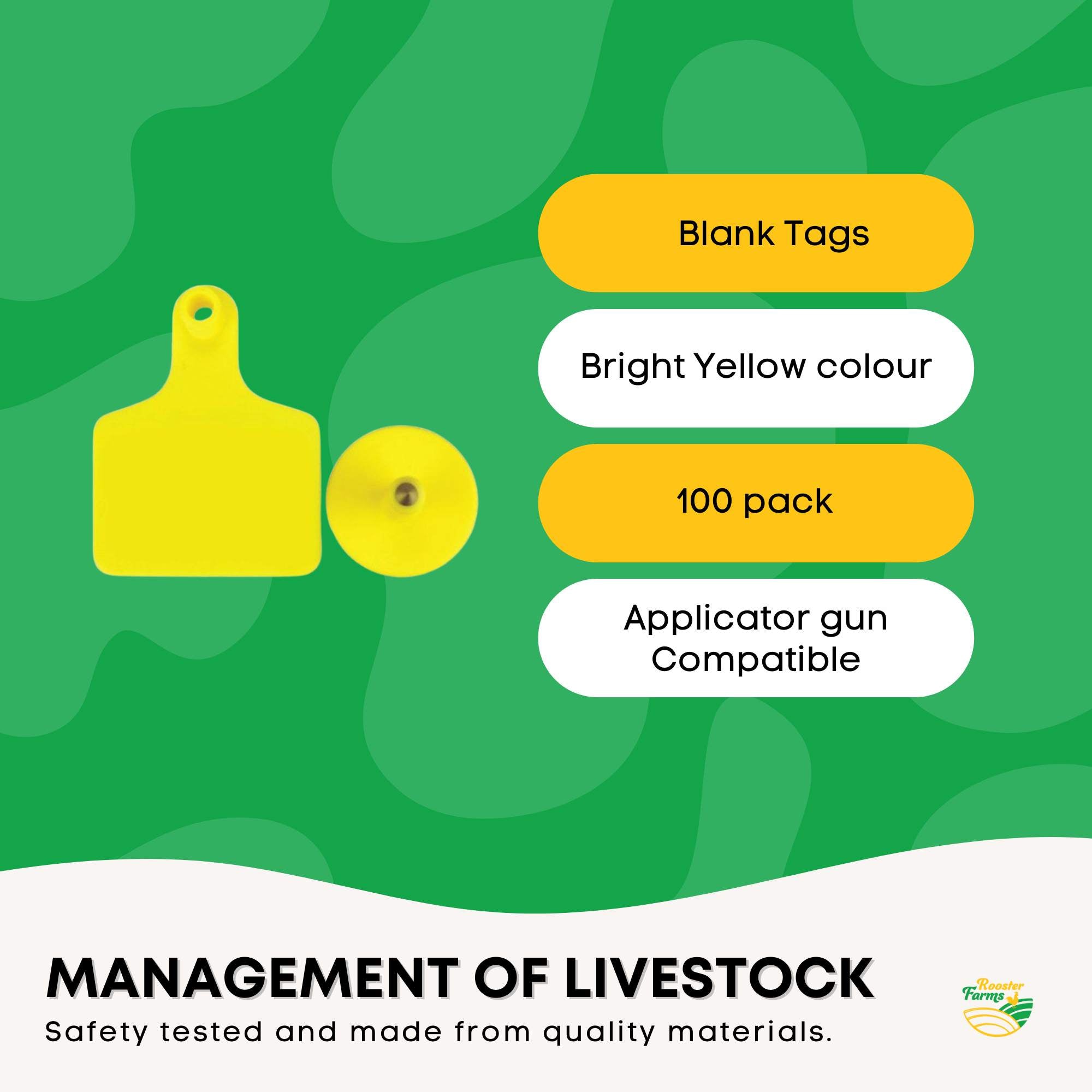 100x Cattle Ear Tags 5x4cm Set - Small Yellow Blank Sheep Pig Livestock Label V238-SUPDZ-21828971495504