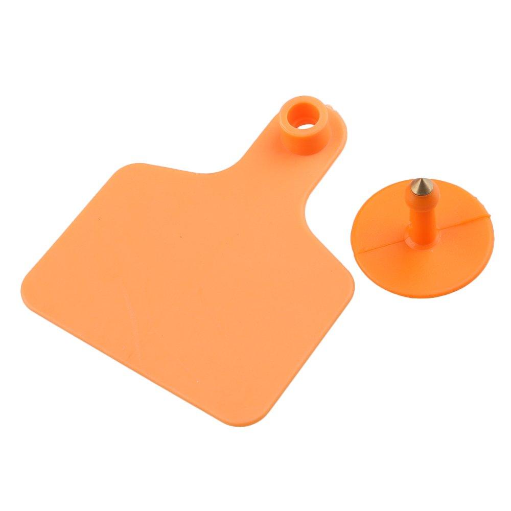 100x Cattle Ear Tags 6x7cm Set - Medium Orange Blank Cow Sheep Livestock Label V238-SUPDZ-21894711476304