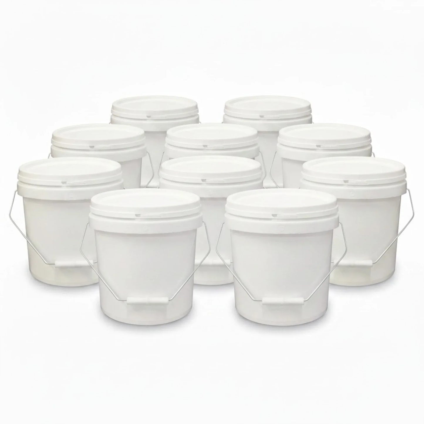 Kitchee Bulk 10x 10L Plastic Buckets + Lids - Empty White With Handle Large Pail V238-SUPDZ-21934188101712