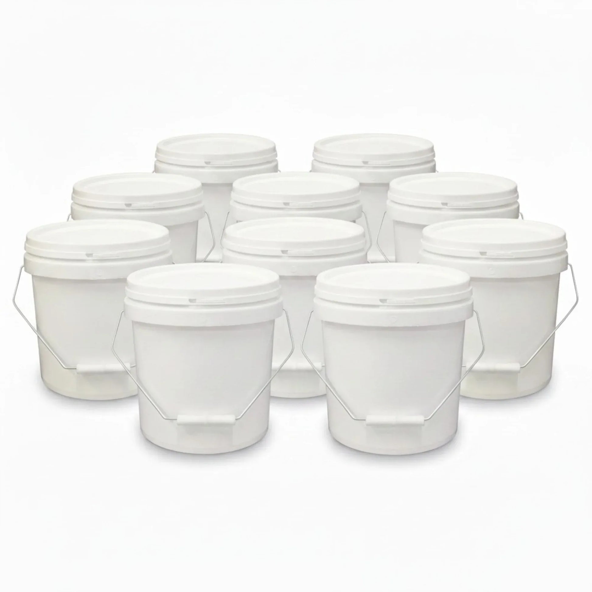 Kitchee Bulk 10x 10L Plastic Buckets + Lids - Empty White With Handle Large Pail V238-SUPDZ-21934188101712