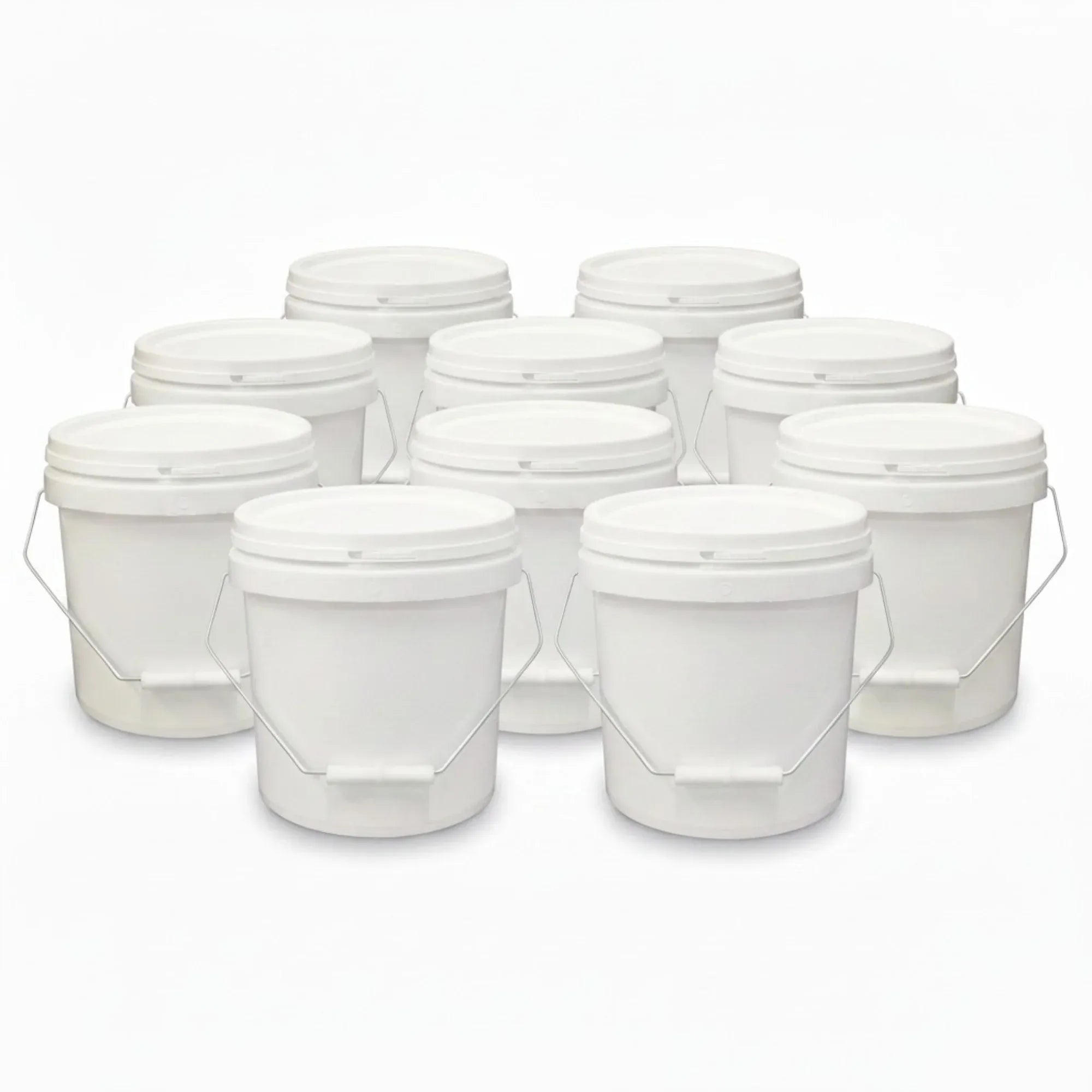 Kitchee Bulk 10x 10L Plastic Buckets + Lids - Empty White With Handle Large Pail V238-SUPDZ-21934188101712