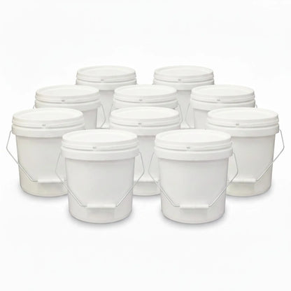 Kitchee Bulk 10x 10L Plastic Buckets + Lids - Empty White With Handle Large Pail V238-SUPDZ-21934188101712