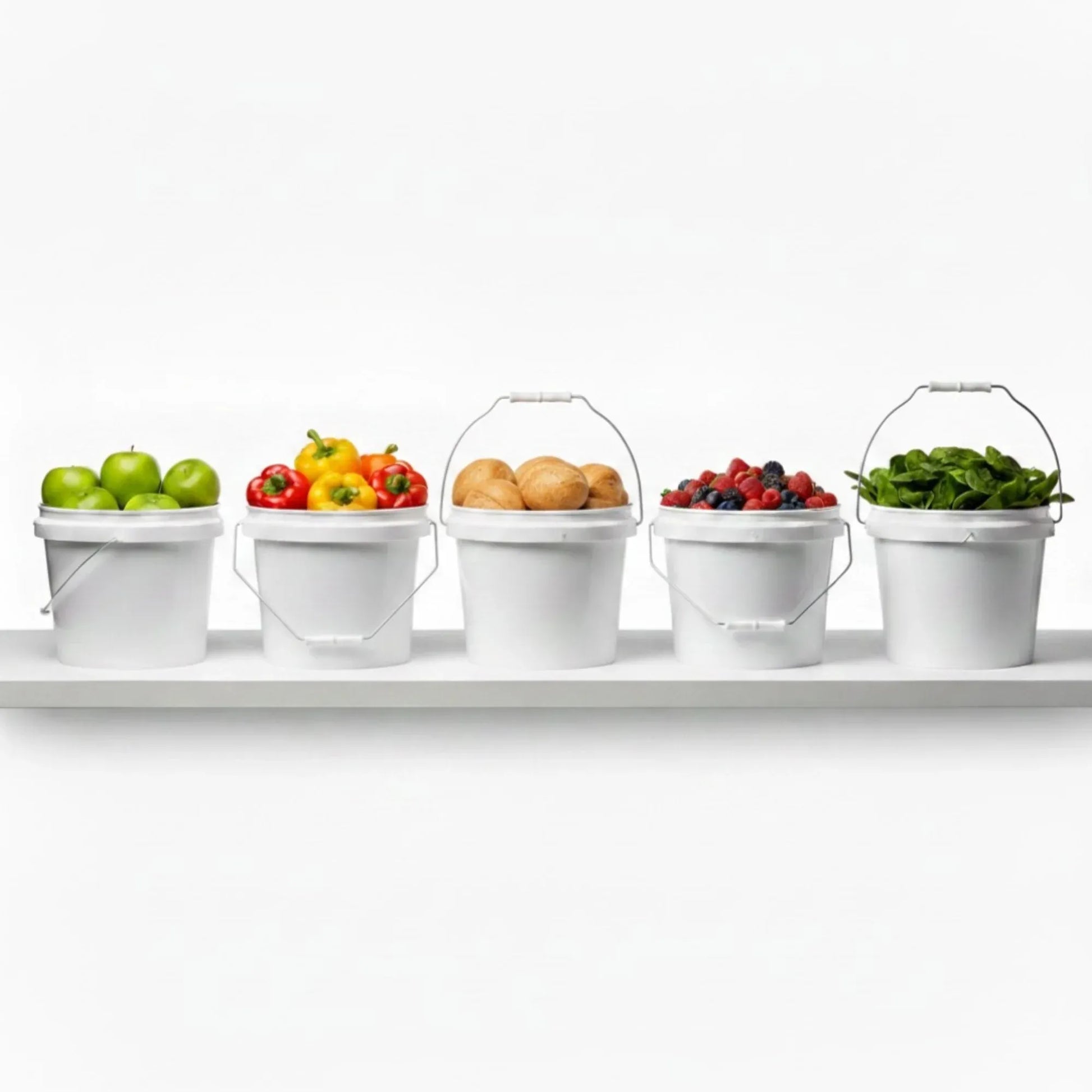 Kitchee Bulk 10x 10L Plastic Buckets + Lids - Empty White With Handle Large Pail V238-SUPDZ-21934188101712