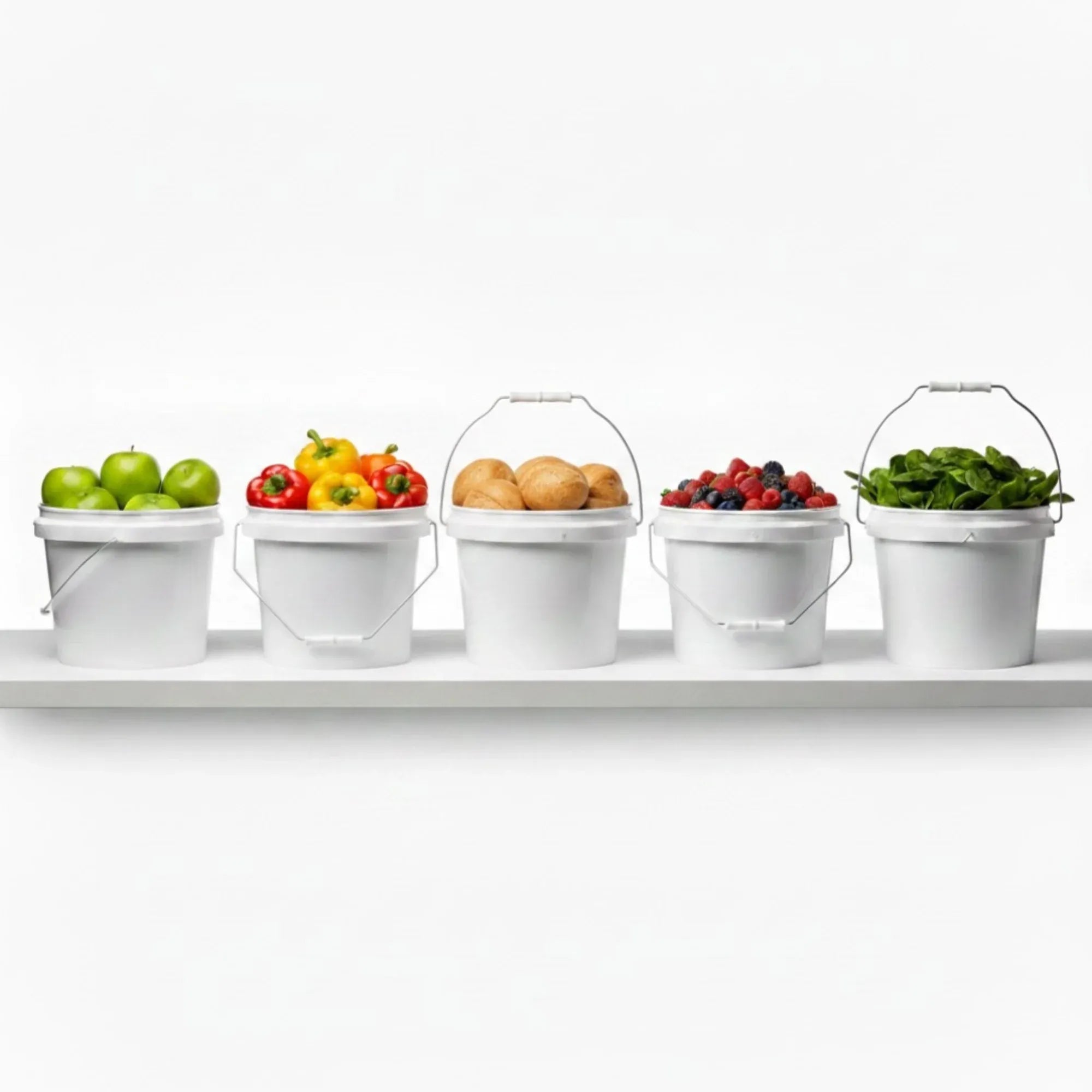 Kitchee Bulk 10x 10L Plastic Buckets + Lids - Empty White With Handle Large Pail V238-SUPDZ-21934188101712
