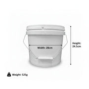 Kitchee Bulk 10x 10L Plastic Buckets + Lids - Empty White With Handle Large Pail V238-SUPDZ-21934188101712