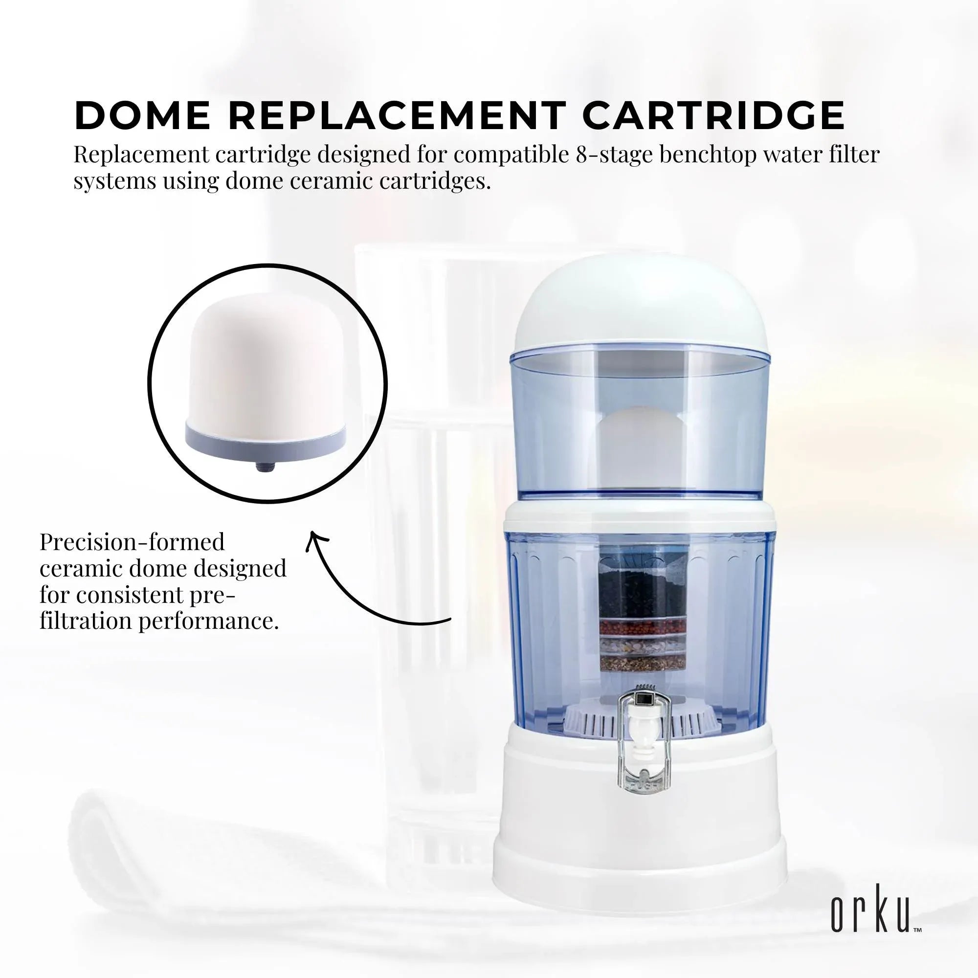 Orku Ceramic Dome Filter Cartridge Replacement for 8-Stage Benchtop Systems V238-SUPDZ-23228234758