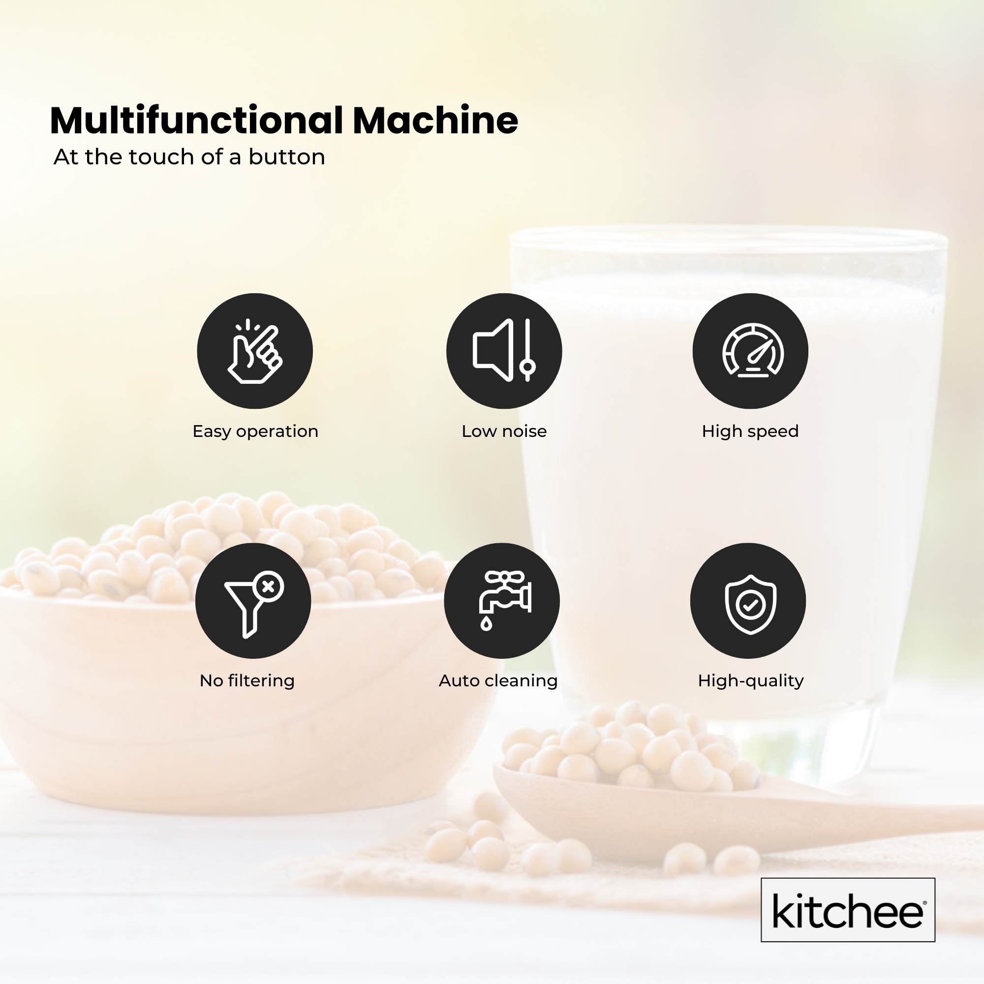 Kitchee 1.2L Electric Soy Bean Milk Maker Machine - Automatic Almond Nut Blender V238-SUPDZ-23901946502