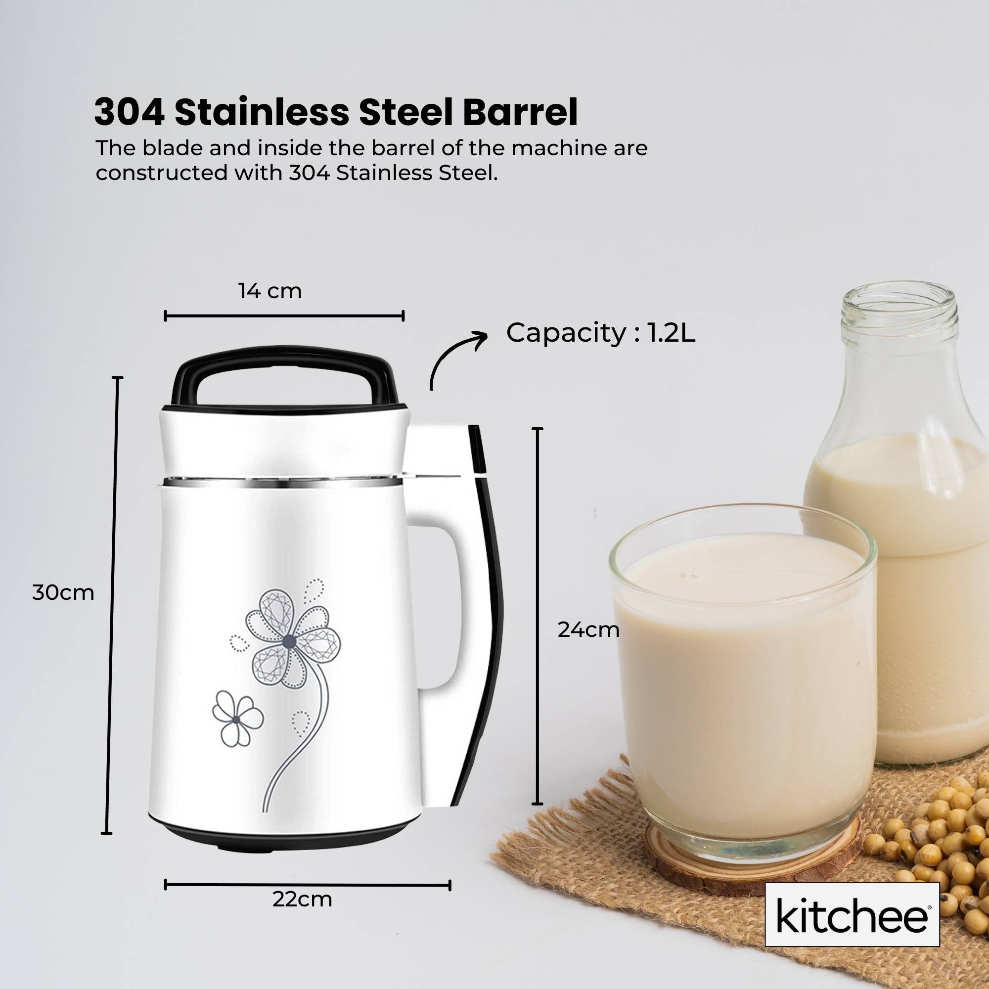 Kitchee 1.2L Electric Soy Bean Milk Maker Machine - Automatic Almond Nut Blender V238-SUPDZ-23901946502
