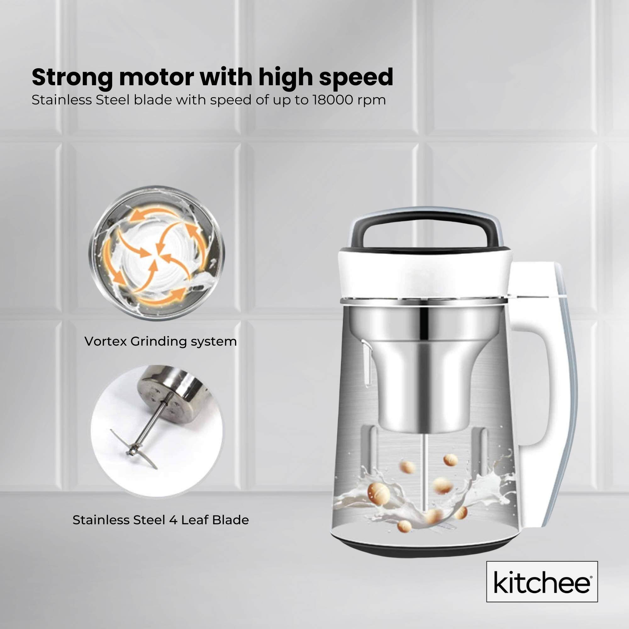 Kitchee 1.2L Electric Soy Bean Milk Maker Machine - Automatic Almond Nut Blender V238-SUPDZ-23901946502