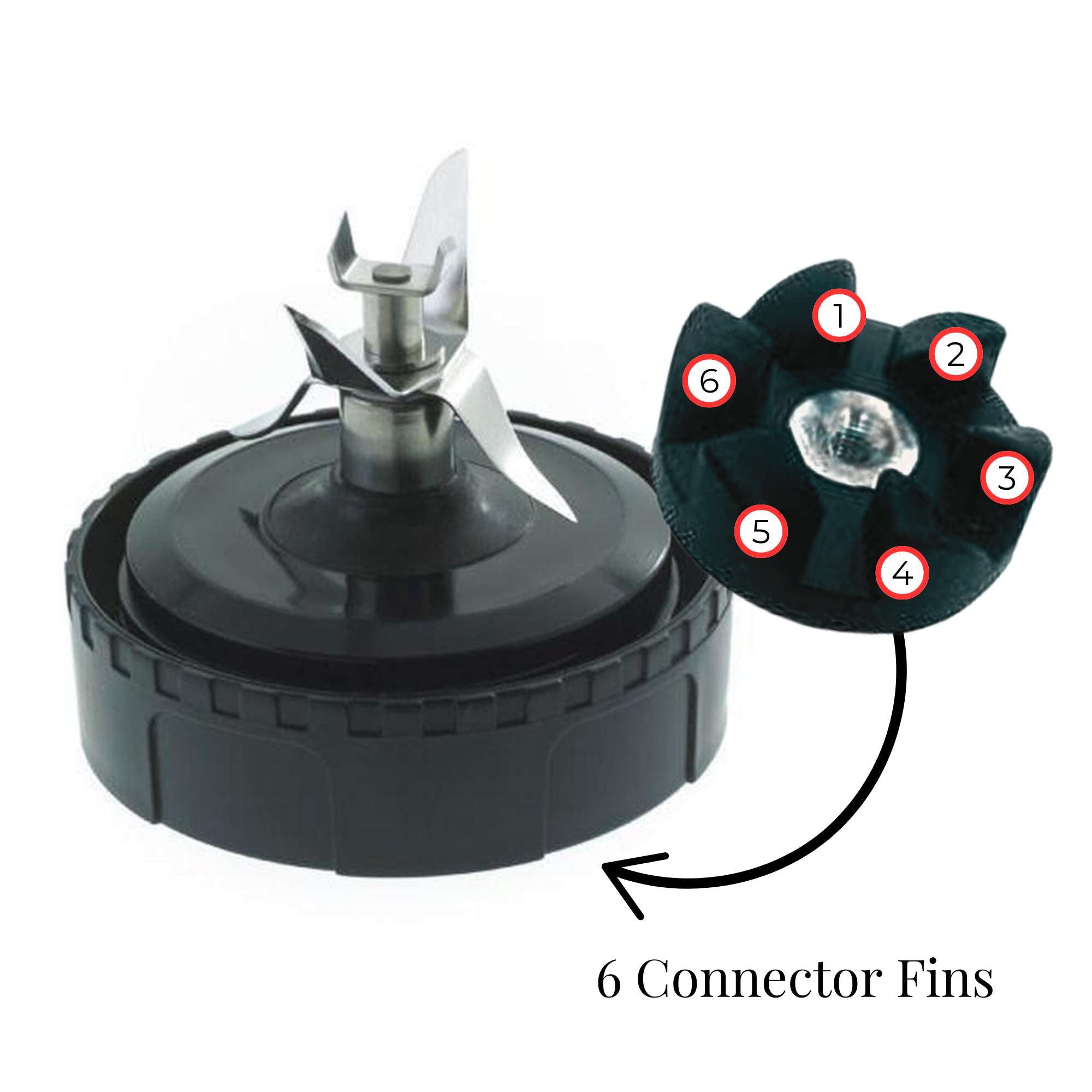 For Nutri Ninja Extractor Blade - 6 Fin Connection Replacement Blender Parts V238-SUPDZ-24317182342