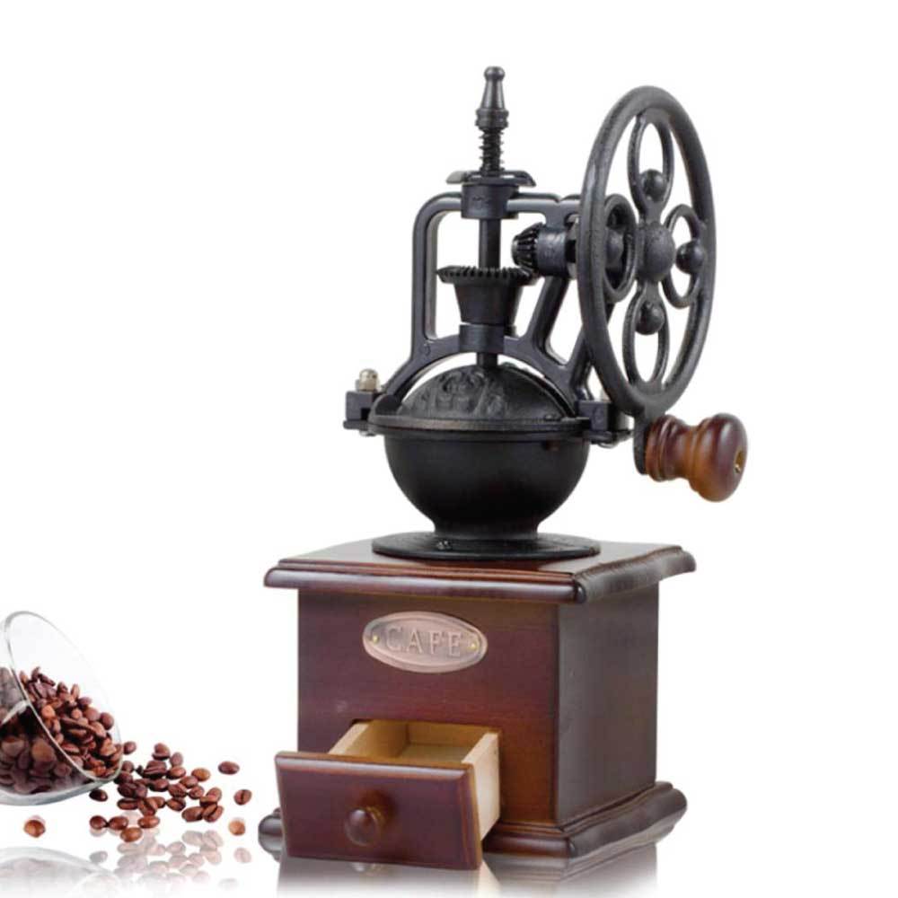 Coffee Bean Grinder - Vintage Retro Manual Wood Hand Wheel Nut Mill V238-SUPDZ-28219422539856