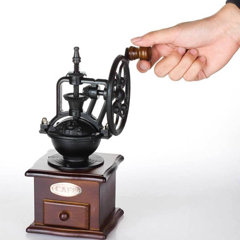 Coffee Bean Grinder - Vintage Retro Manual Wood Hand Wheel Nut Mill V238-SUPDZ-28219422539856