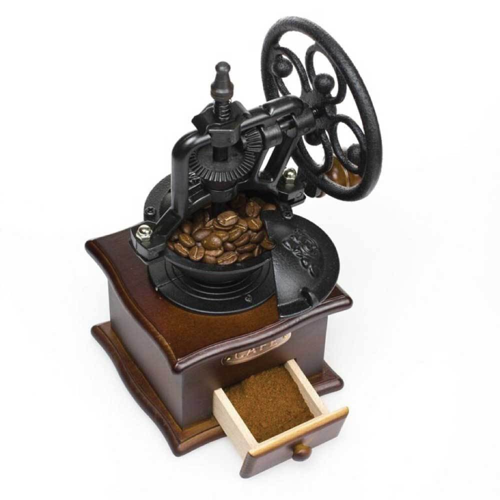 Coffee Bean Grinder - Vintage Retro Manual Wood Hand Wheel Nut Mill V238-SUPDZ-28219422539856