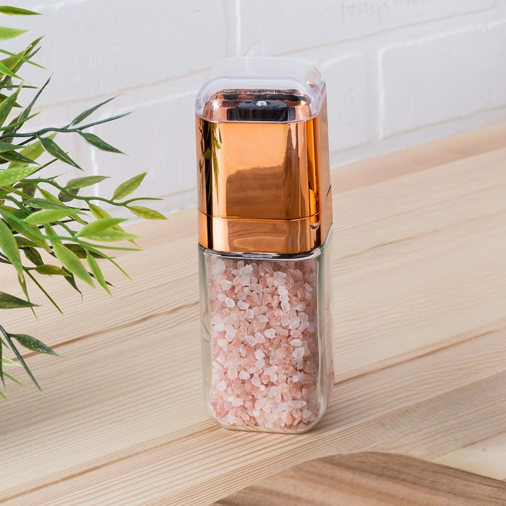 Orku Single Salt or Pepper Grinder 180ml - Glass Manual Mill with Rose Gold Lid V238-SUPDZ-28247827284048