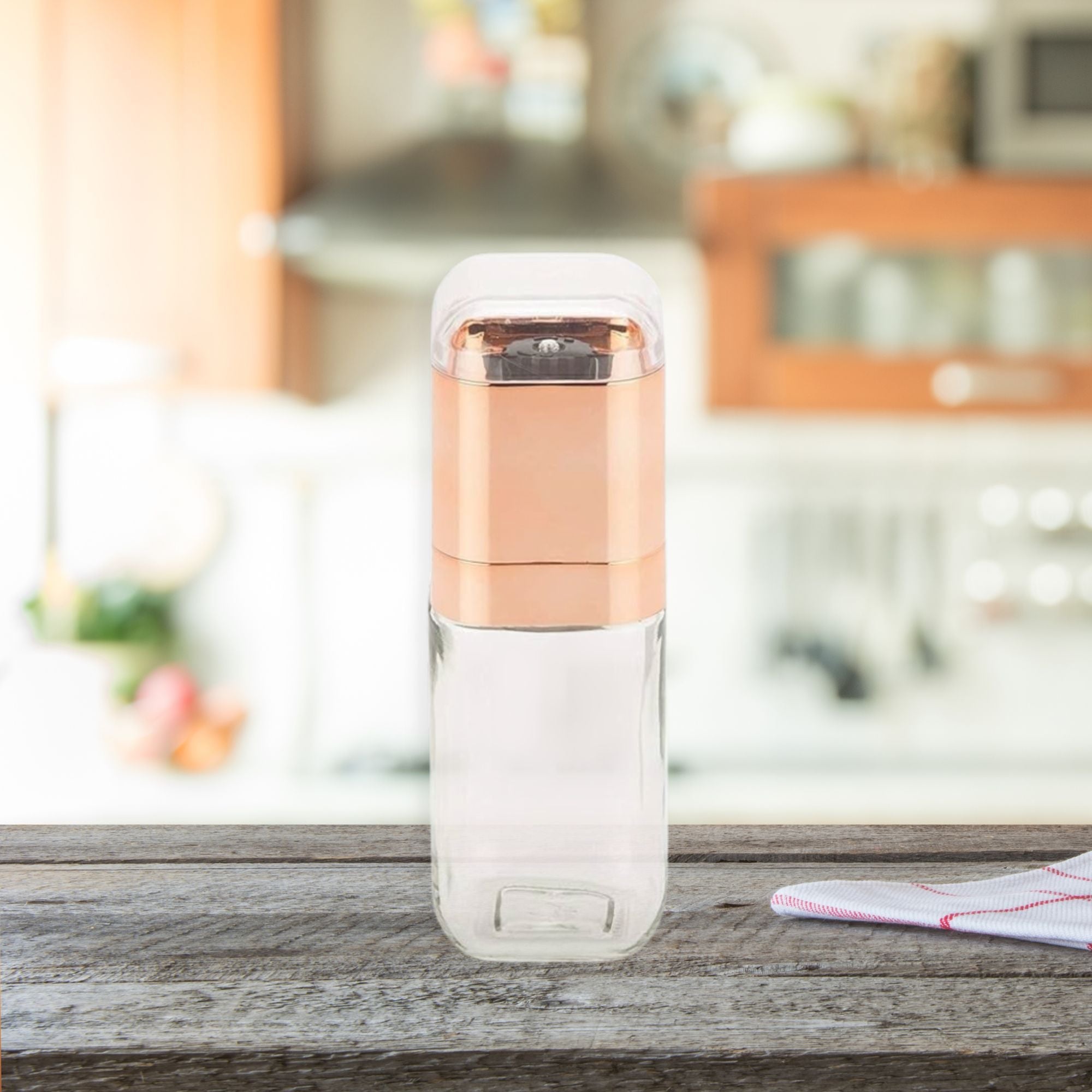 Orku Single Salt or Pepper Grinder 180ml - Glass Manual Mill with Rose Gold Lid V238-SUPDZ-28247827284048
