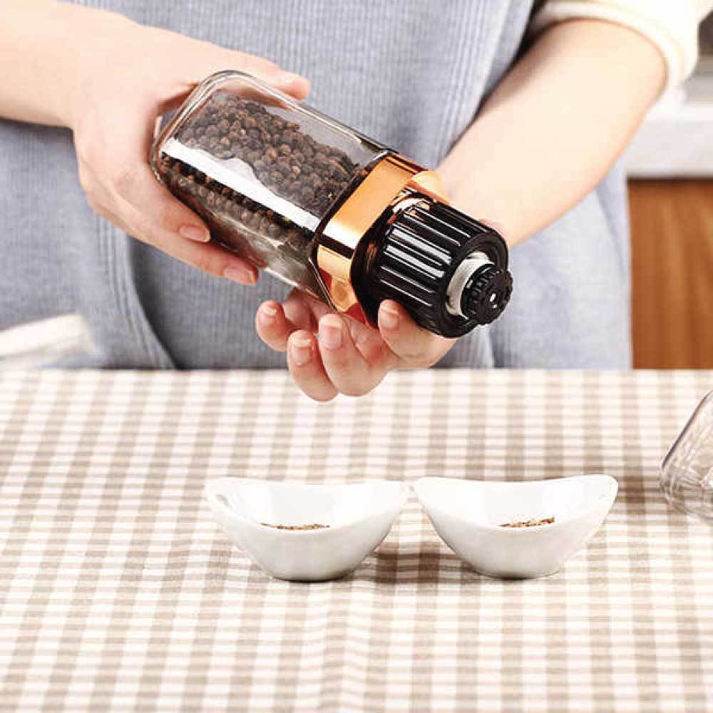 Orku Single Salt or Pepper Grinder 180ml - Glass Manual Mill with Rose Gold Lid V238-SUPDZ-28247827284048