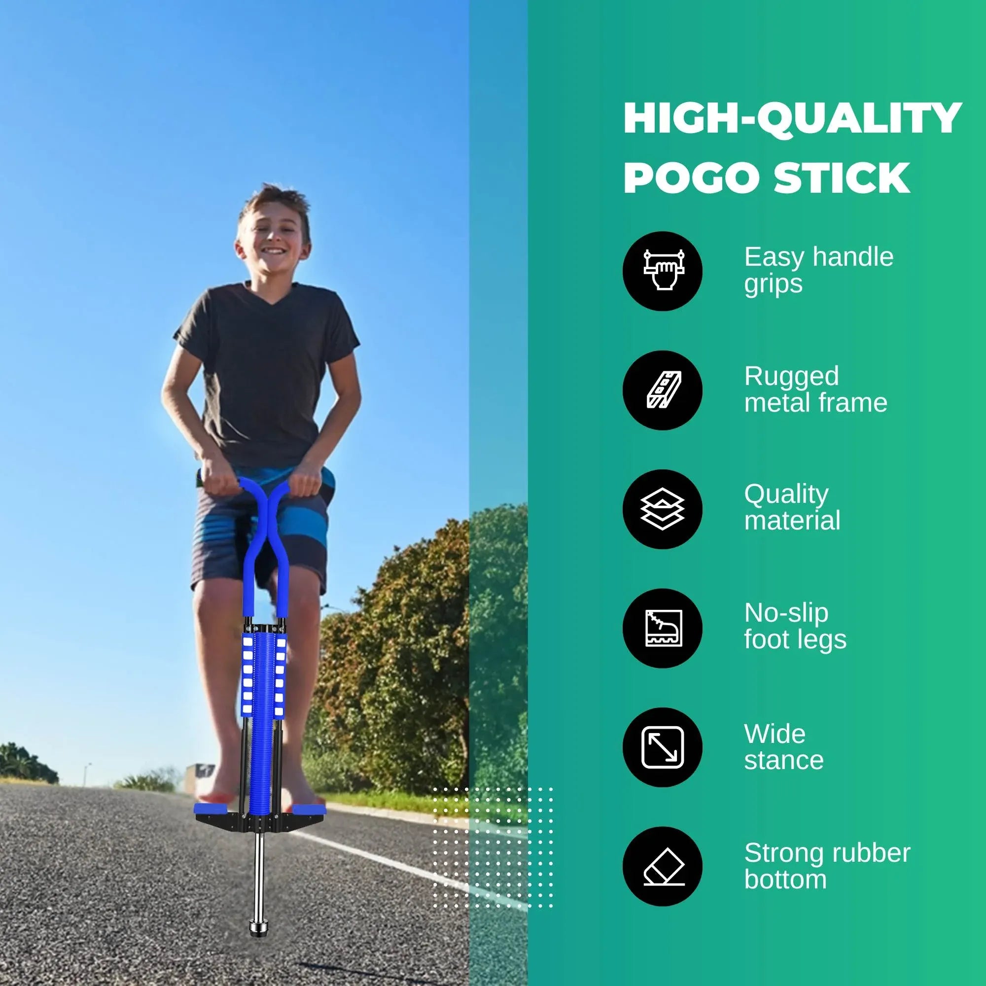 Social Hike Blue Pogo Stick - Kids Jumping Jackhammer Exercise Hopper Toy V238-SUPDZ-28304648437840