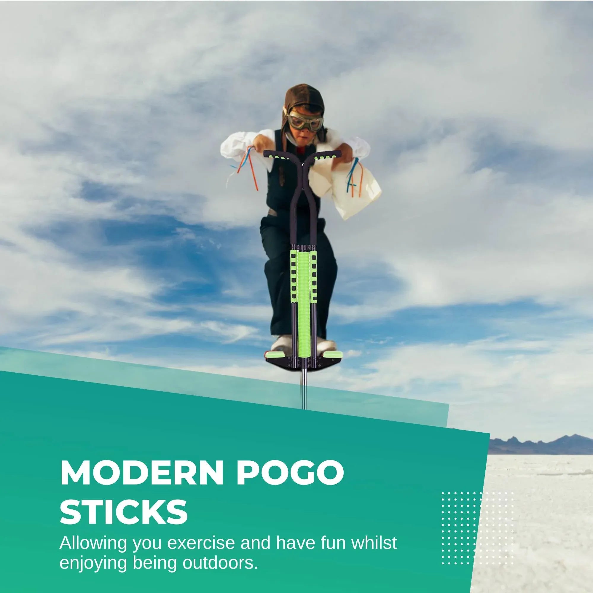 Social Hike Green Pogo Stick - Kids Jumping Jackhammer Exercise Hopper Toy V238-SUPDZ-28304776101968