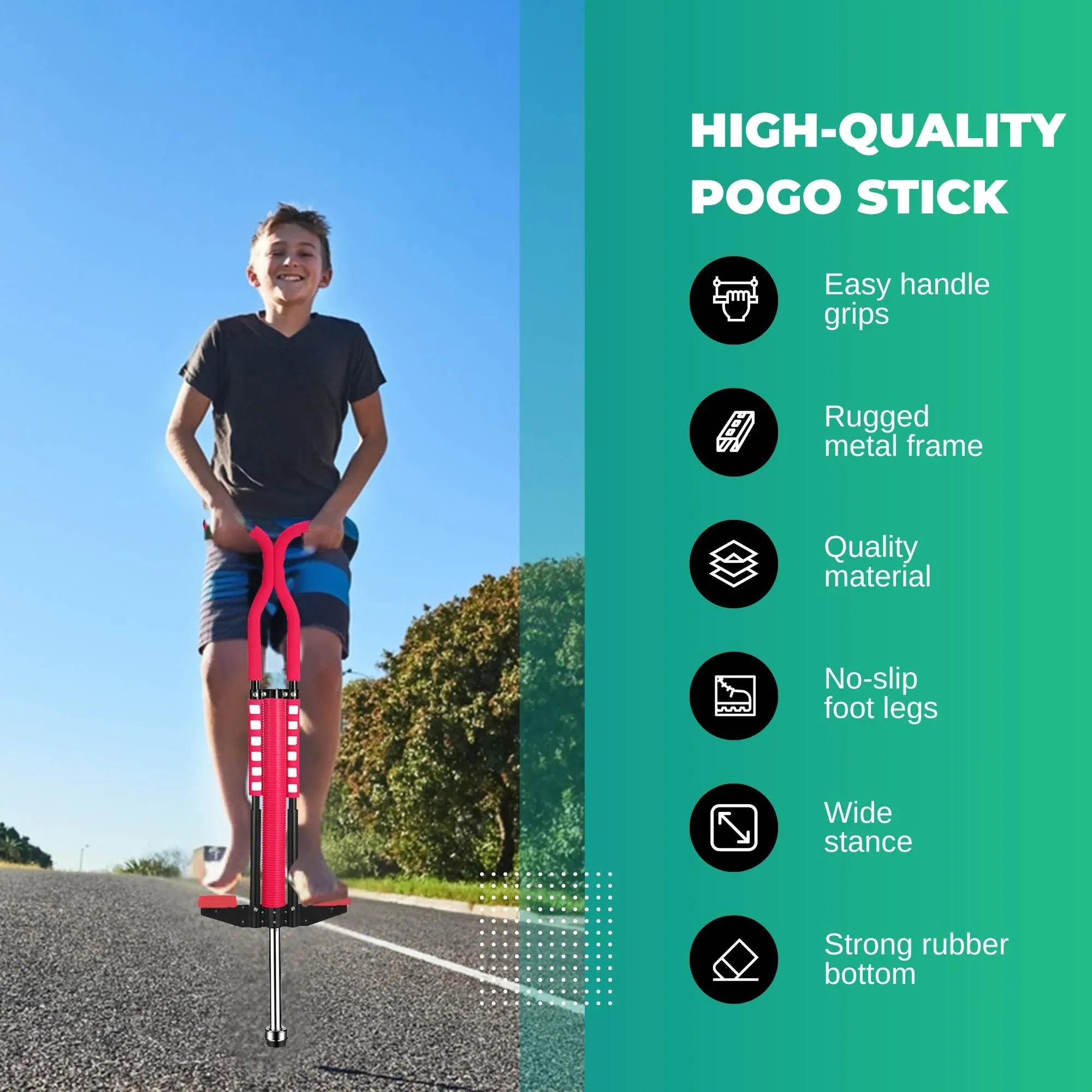 Social Hike Red Pogo Stick - Kids Jumping Jackhammer Exercise Hopper Toy V238-SUPDZ-28304818405456