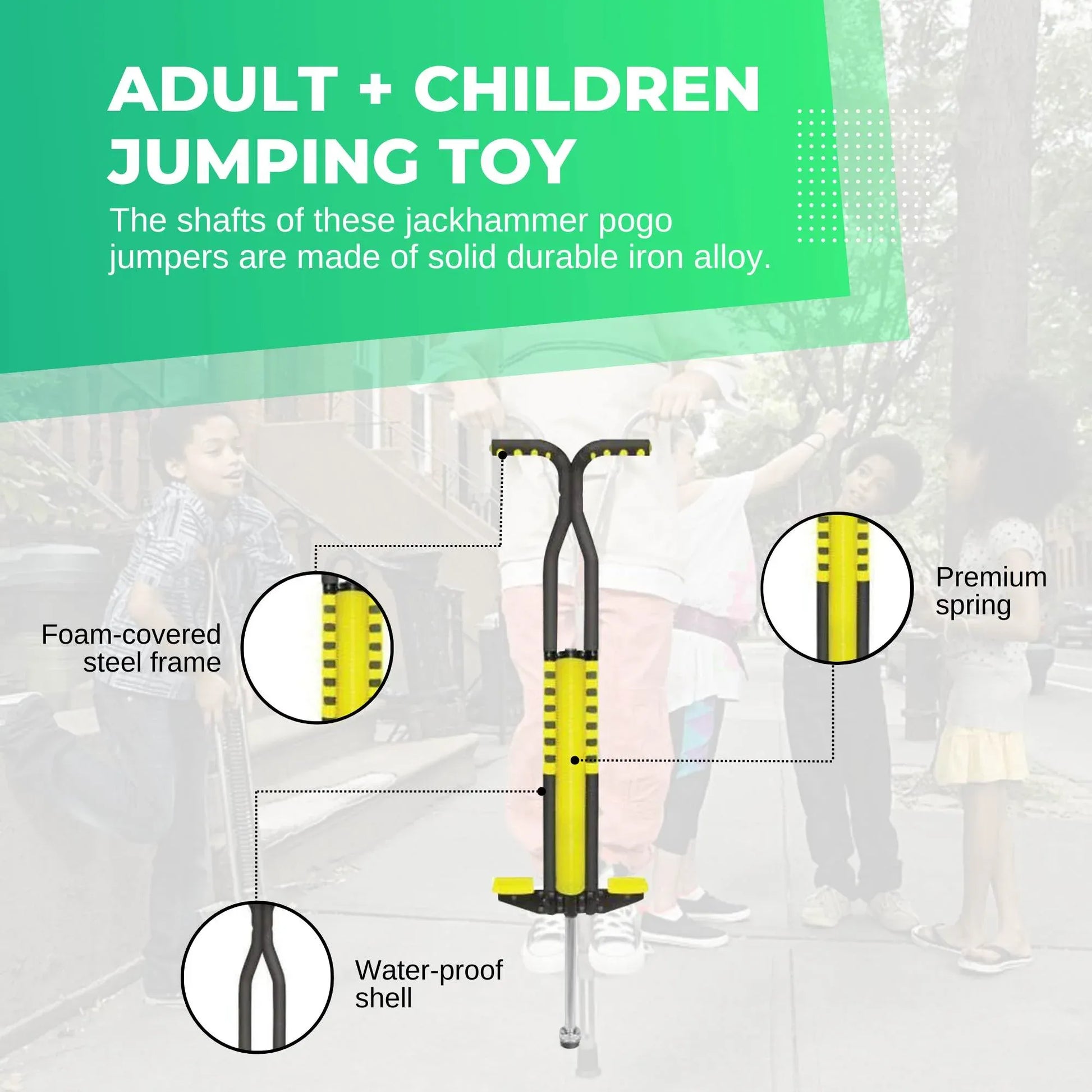 Social Hike Yellow Pogo Stick - Kids Jumping Jackhammer Exercise Hopper Toy V238-SUPDZ-28304910516304