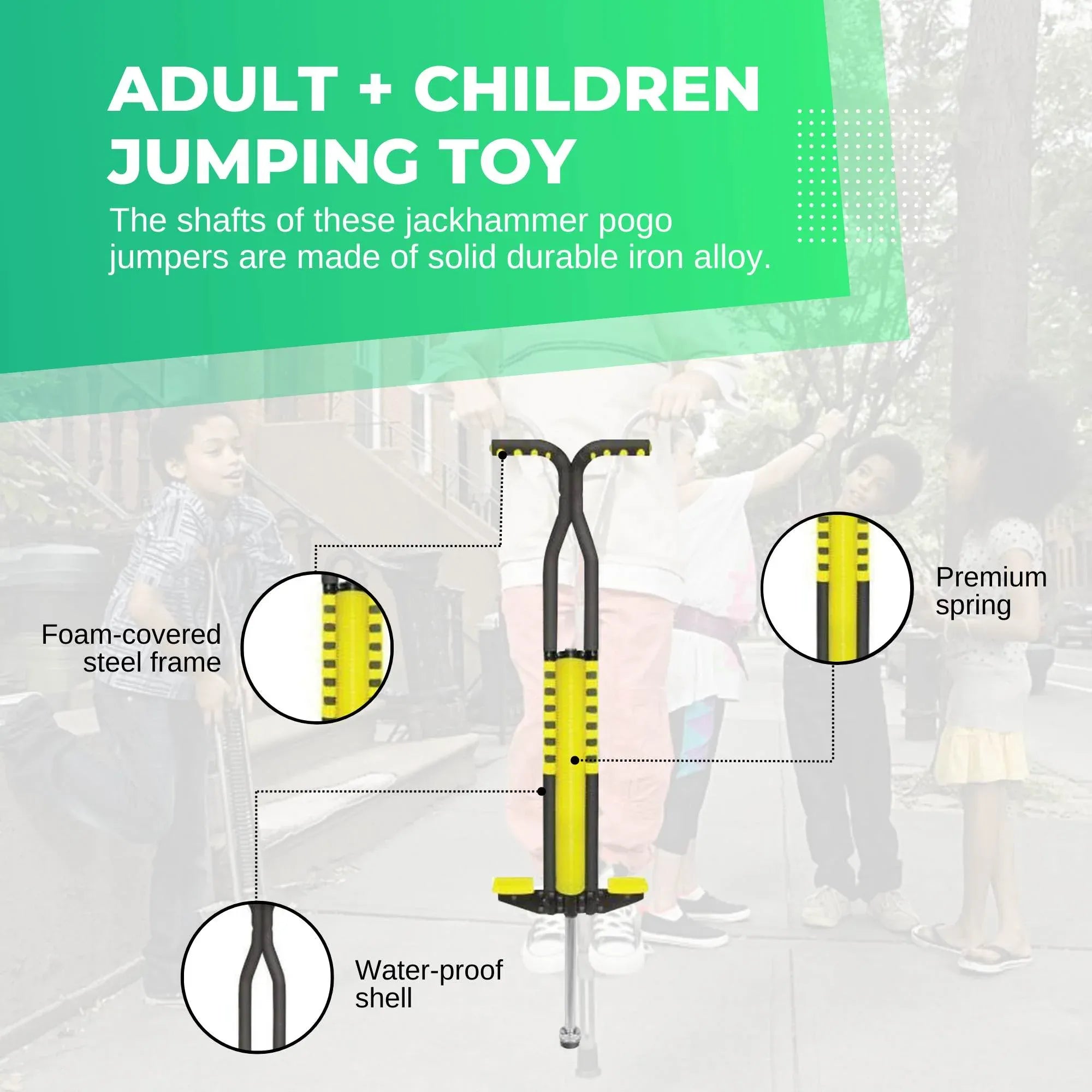 Social Hike Yellow Pogo Stick - Kids Jumping Jackhammer Exercise Hopper Toy V238-SUPDZ-28304910516304