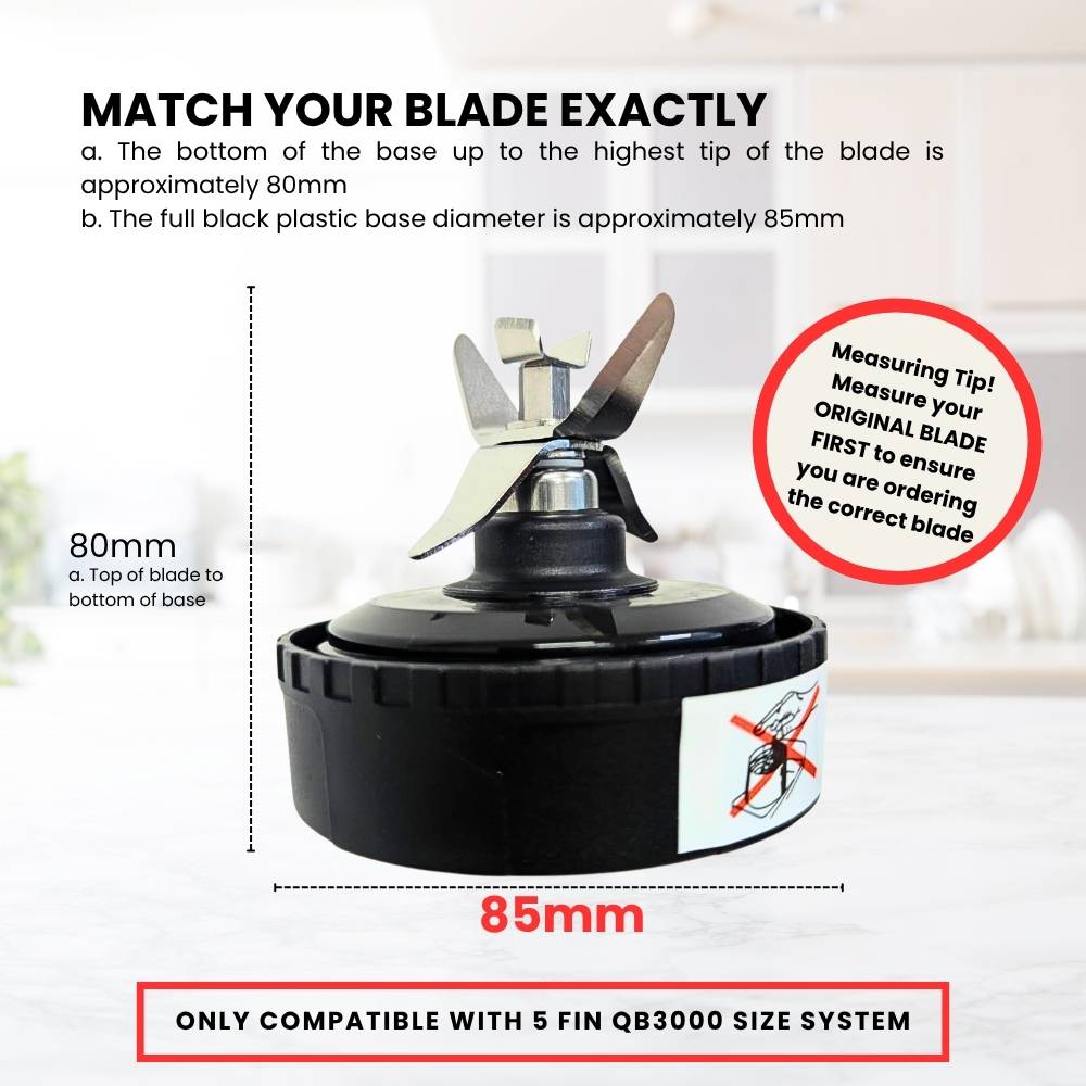 5 Fin 85mm Blade Replacement Compatible with Nutri Ninja QB3000 - Not Auto IQ V238-SUPDZ-28577576353872