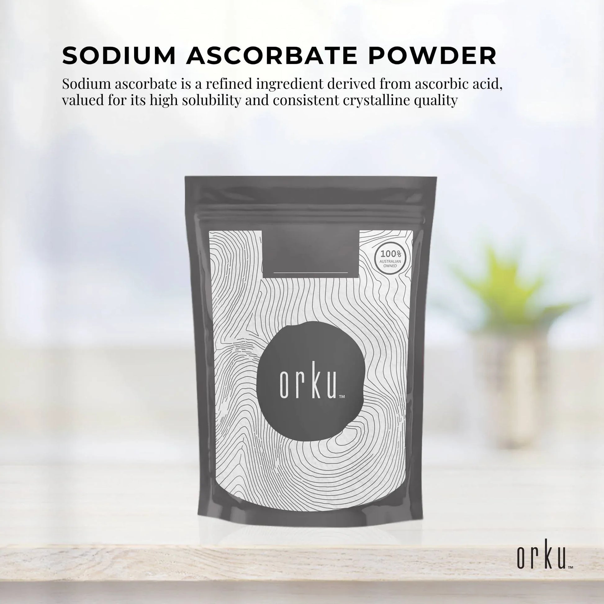 Orku 100g Sodium Ascorbate - High Purity Soluble Crystalline Powder Ingredient V238-SUPDZ-28645548163152