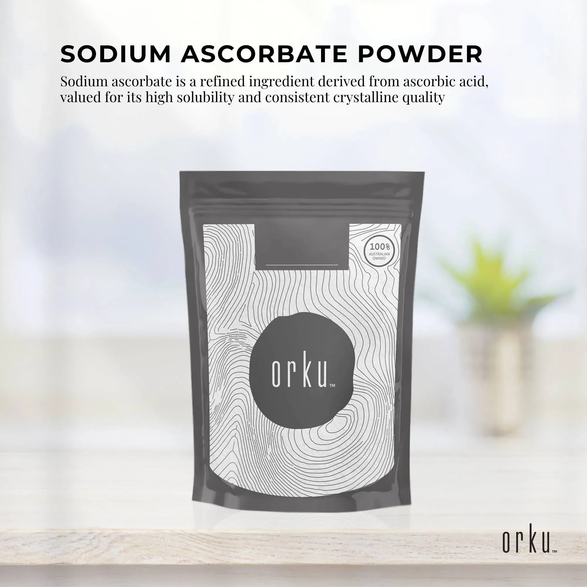 Orku 100g Sodium Ascorbate - High Purity Soluble Crystalline Powder Ingredient V238-SUPDZ-28645548163152