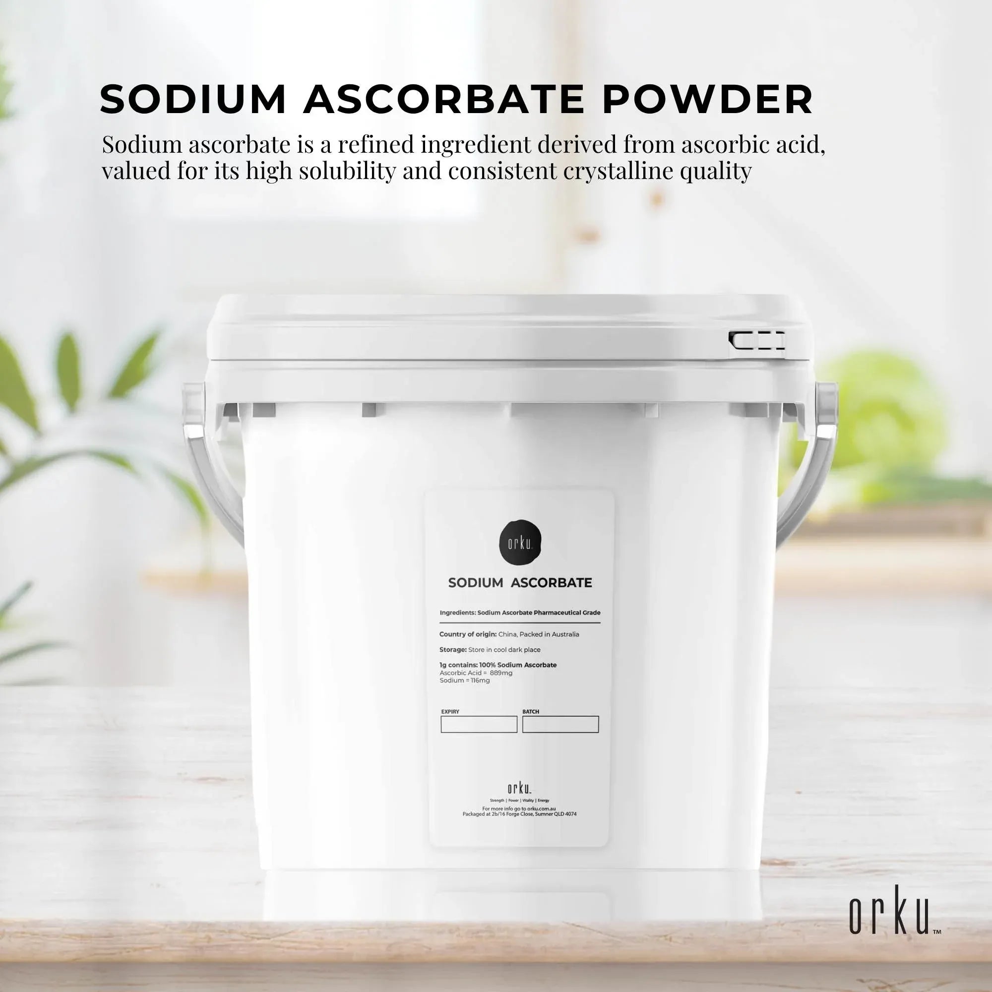 Orku 5Kg Sodium Ascorbate Tub - High Purity Soluble Crystalline Powder V238-SUPDZ-28715172102224