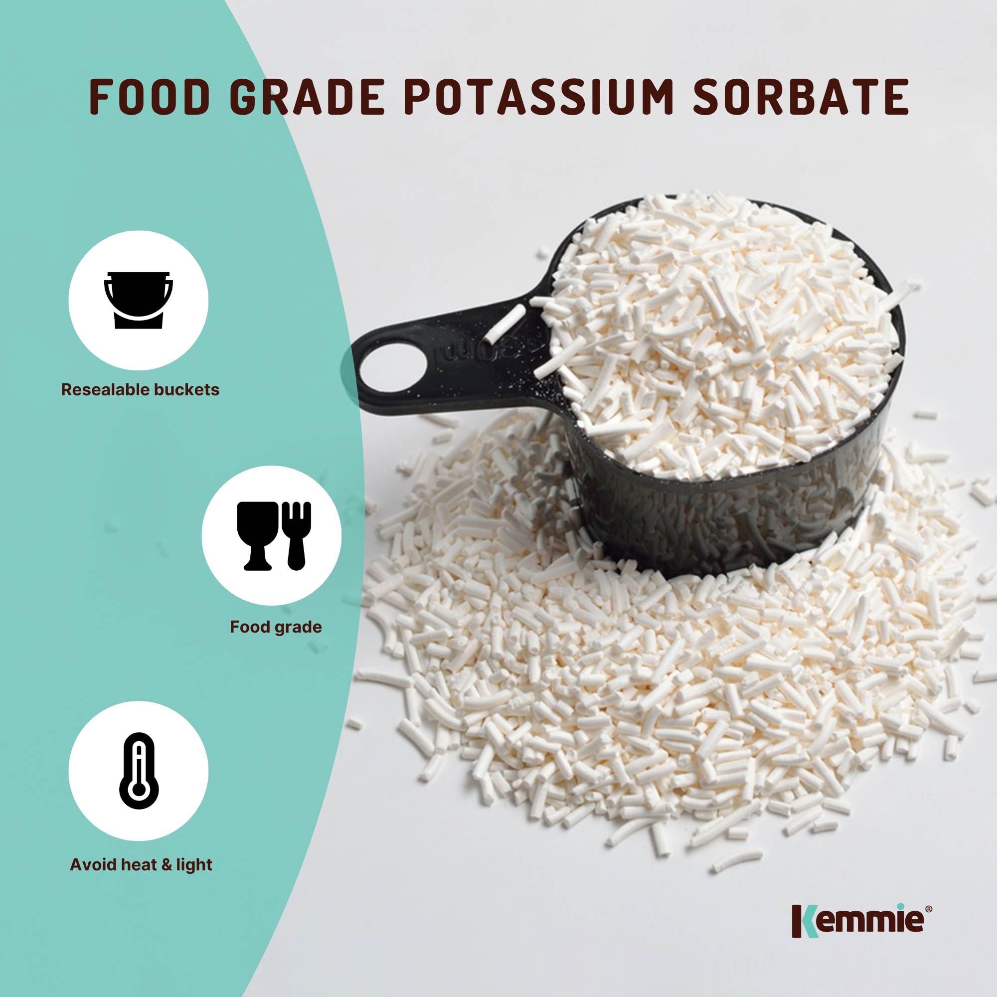 Kemmie 500g Potassium Sorbate Food Grade Granules Tub Preservative E202 Cosmetic V238-SUPDZ-28716269699152