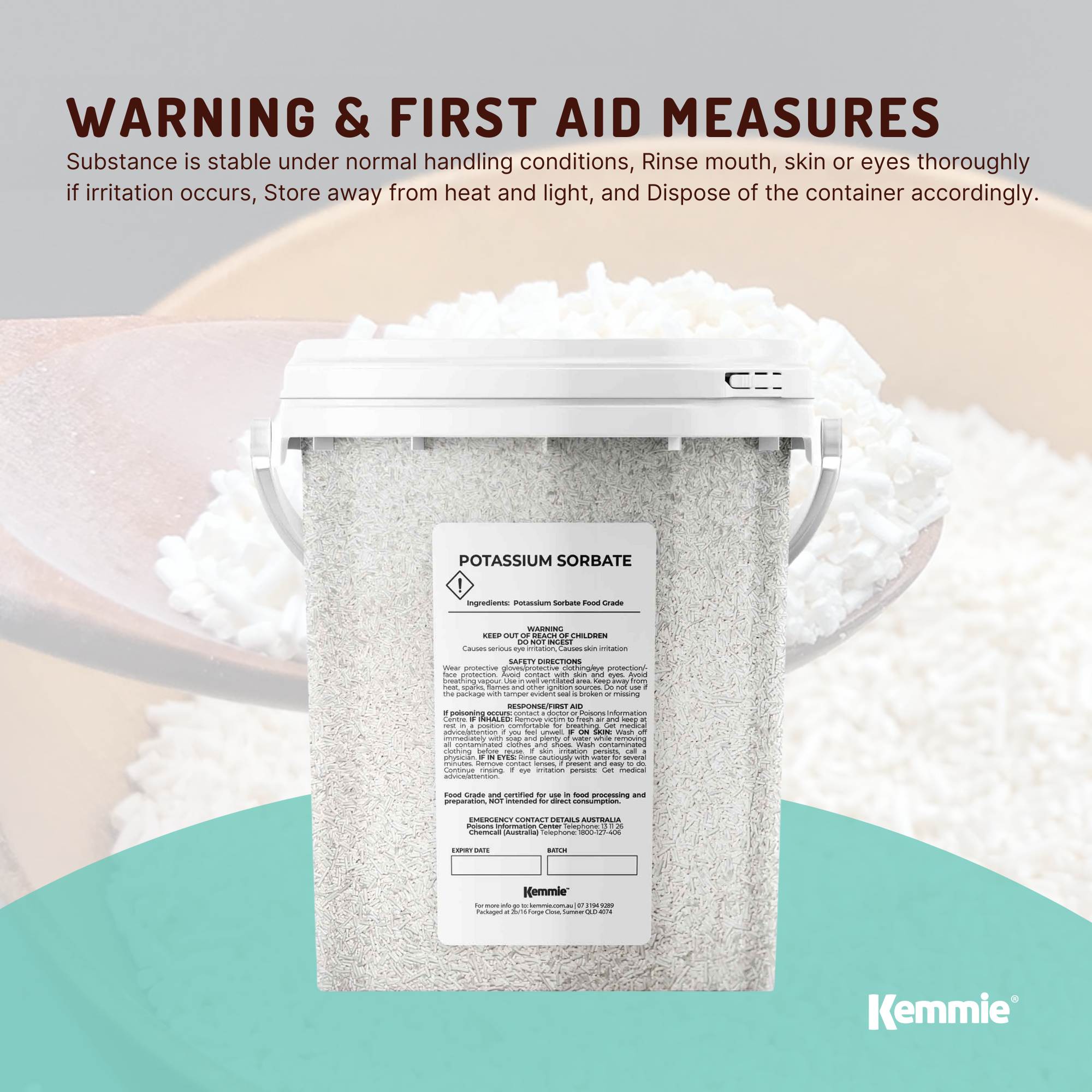 Kemmie 500g Potassium Sorbate Food Grade Granules Tub Preservative E202 Cosmetic V238-SUPDZ-28716269699152