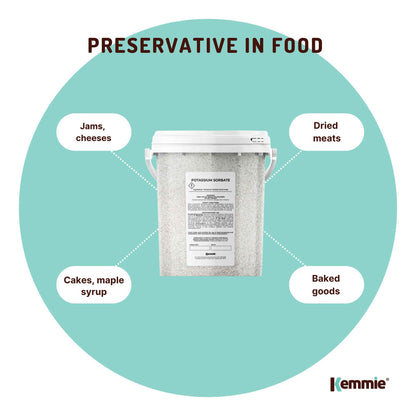Kemmie 500g Potassium Sorbate Food Grade Granules Tub Preservative E202 Cosmetic V238-SUPDZ-28716269699152