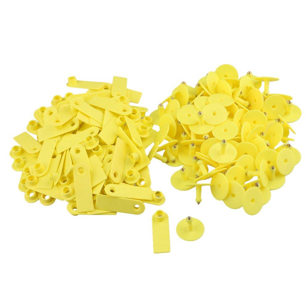 100x Cattle Ear Tags 5x2cm Set - Mini Yellow Blank Pig Goat Livestock Label V238-SUPDZ-28745113108560