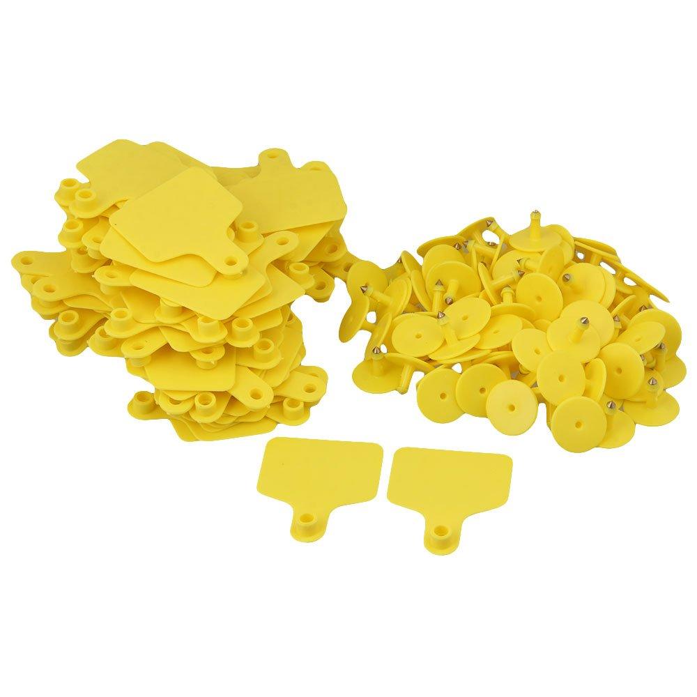 100x Cattle Ear Tags 6x7cm Set - Medium Yellow Blank Cow Sheep Livestock Label V238-SUPDZ-28745351069776