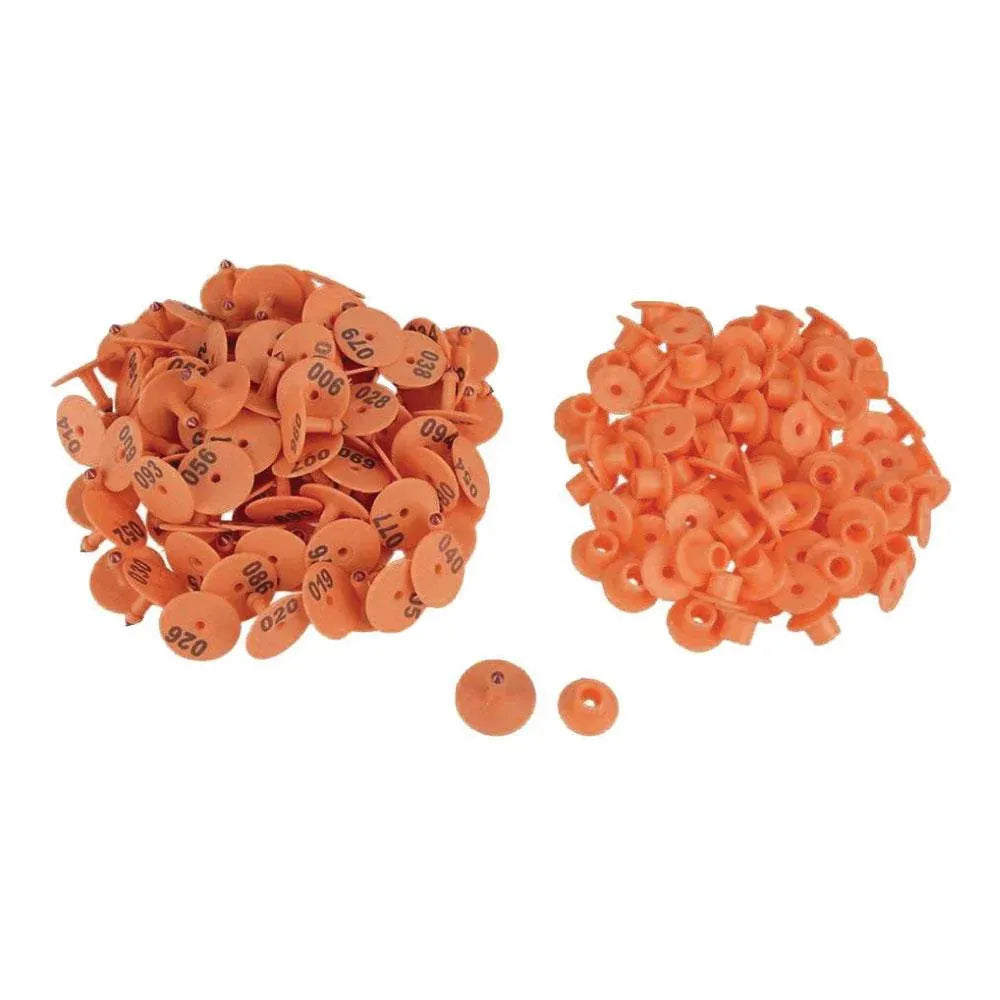 1-100 Cattle Number Ear Tag Set - Round Orange Pig Sheep Goat Livestock Label V238-SUPDZ-28746022486096