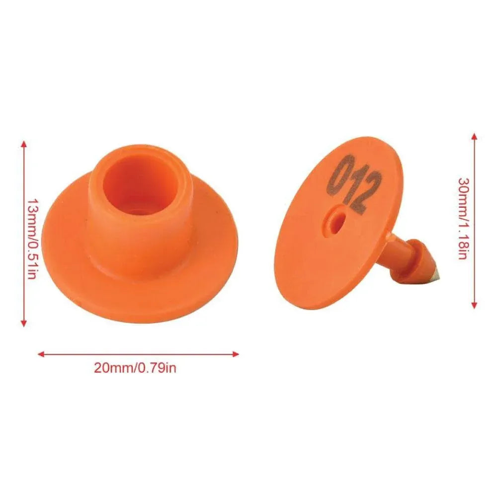 1-100 Cattle Number Ear Tag Set - Round Orange Pig Sheep Goat Livestock Label V238-SUPDZ-28746022486096