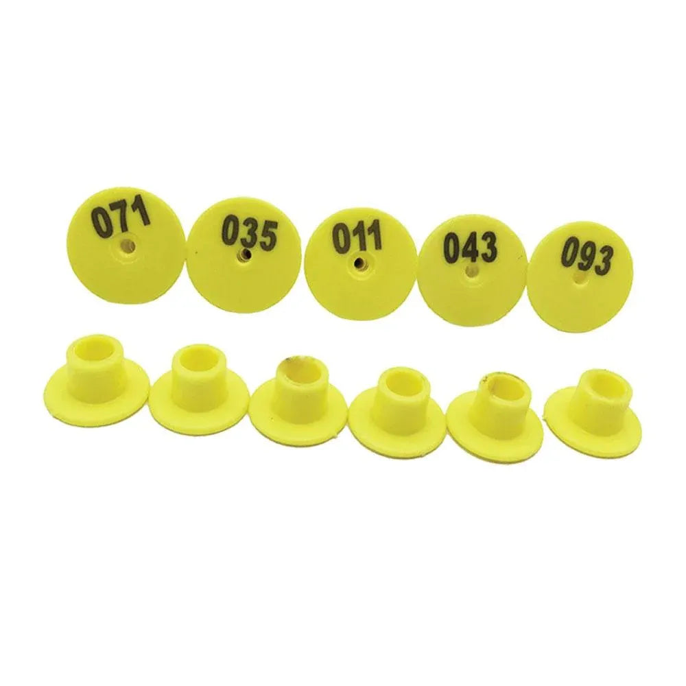 1-100 Cattle Number Ear Tags Set - Round Yellow Pig Sheep Goat Livestock Label V238-SUPDZ-28746392567888
