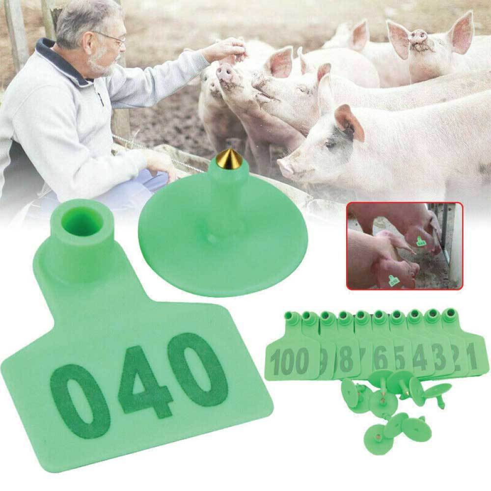 1-100 Cattle Number Ear Tags Set - Green Pig Sheep Goat Livestock Label V238-SUPDZ-28747018141776