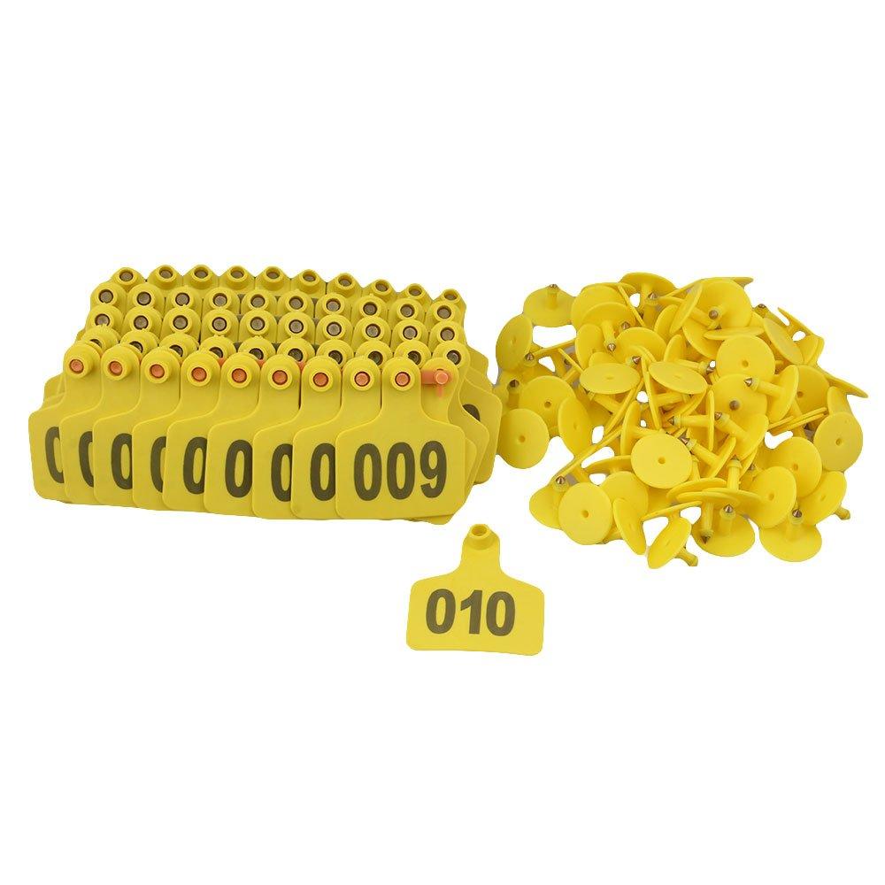 1-100 Cattle Number Ear Tags 5x4cm Set - Small Yellow Pig Goat Livestock Label V238-SUPDZ-28747081056336