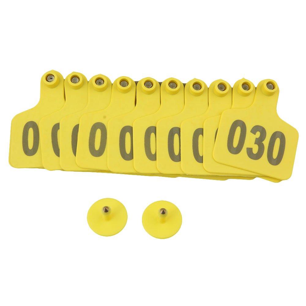 1-100 Cattle Number Ear Tags 5x4cm Set - Small Yellow Pig Goat Livestock Label V238-SUPDZ-28747081056336