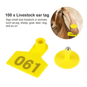 1-100 Cattle Number Ear Tags 5x4cm Set - Small Yellow Pig Goat Livestock Label V238-SUPDZ-28747081056336