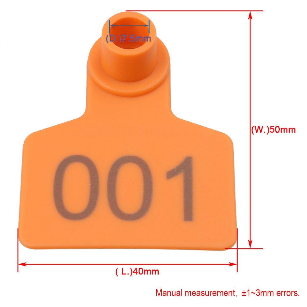 1-100 Cattle Number Ear Tags 5x4cm Set - Small Orange Pig Goat Livestock Label V238-SUPDZ-28747205443664