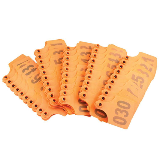 1-100 Cattle Number Ear Tag 6x7cm Set - Medium Orange Cow Sheep Livestock Label V238-SUPDZ-28747421483088