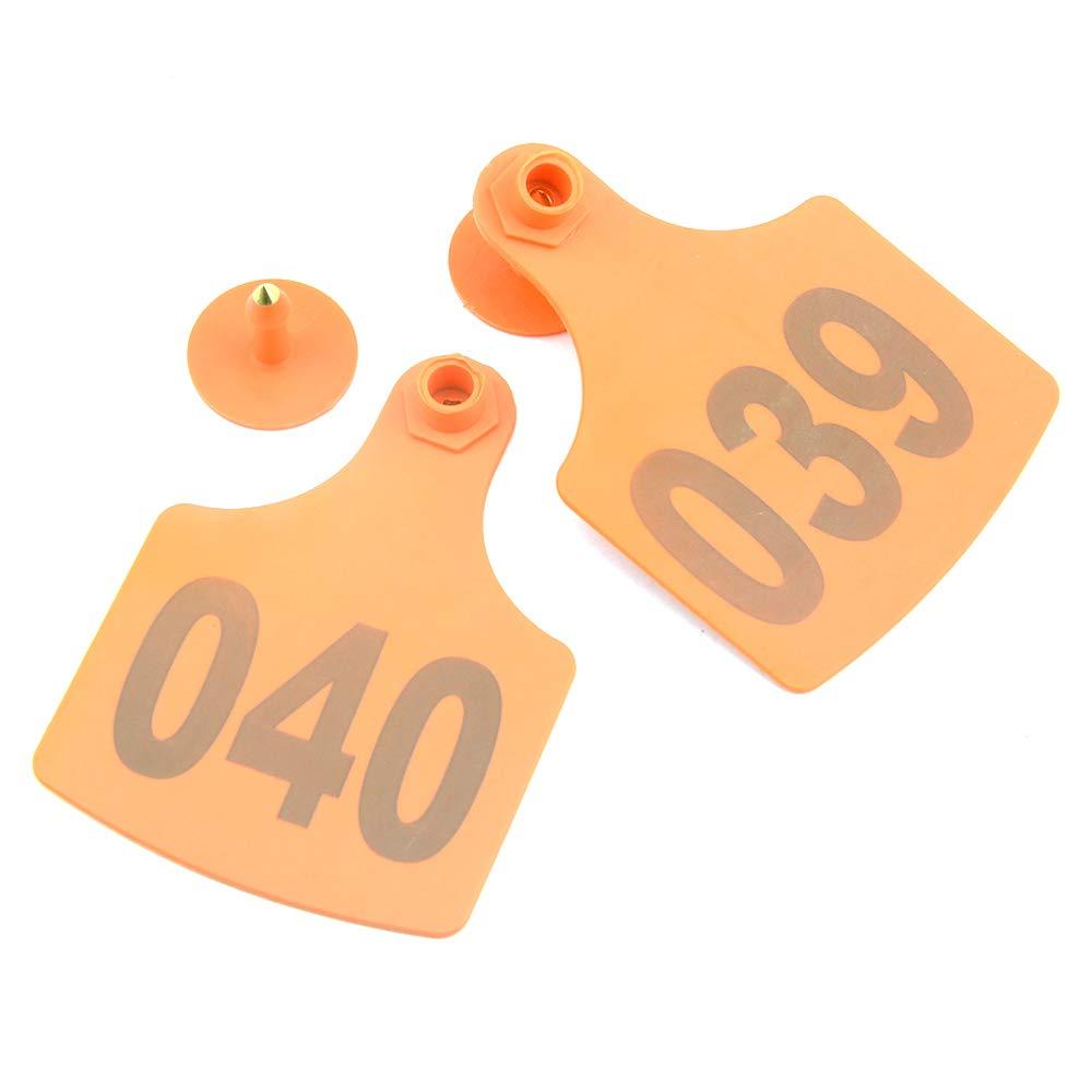 1-100 Cattle Number Ear Tag 6x7cm Set - Medium Orange Cow Sheep Livestock Label V238-SUPDZ-28747421483088