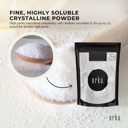 Orku 400g Sodium Ascorbate - High Purity Soluble Crystalline Powder Ingredient V238-SUPDZ-28861186277456