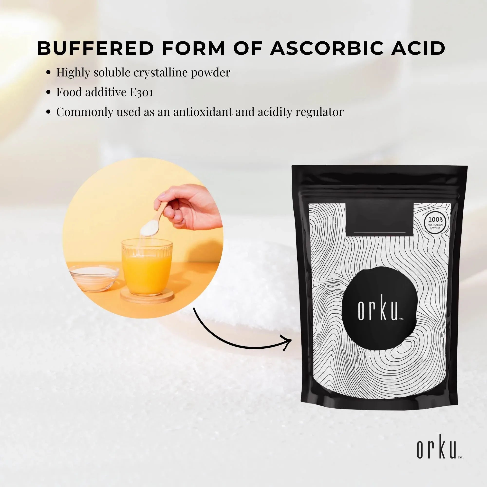 Orku 2Kg Sodium Ascorbate - High Purity Soluble Crystalline Powder Ingredient V238-SUPDZ-28861186342992