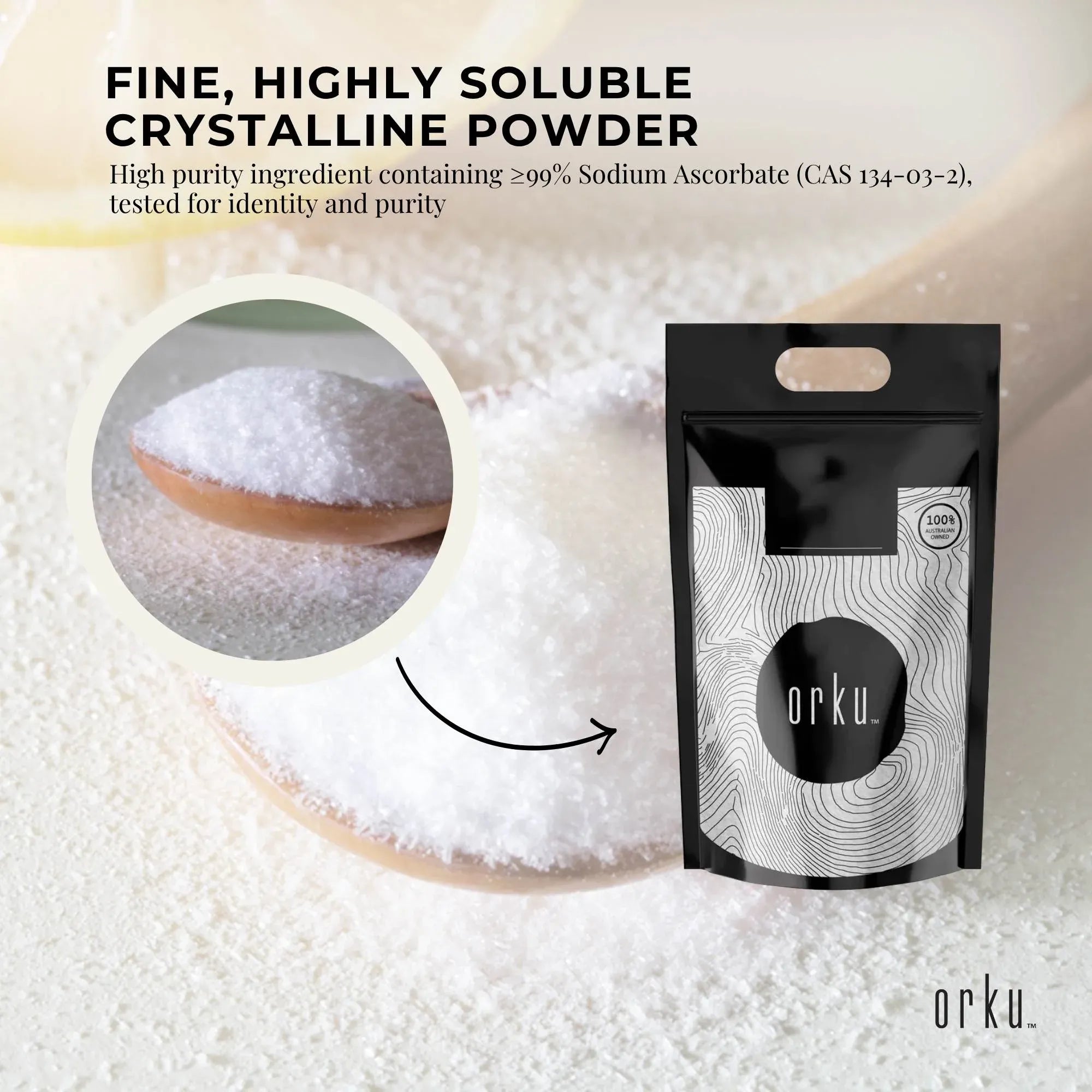 Orku 5kg Sodium Ascorbate - High Purity Soluble Crystalline Powder Ingredient V238-SUPDZ-28861186375760