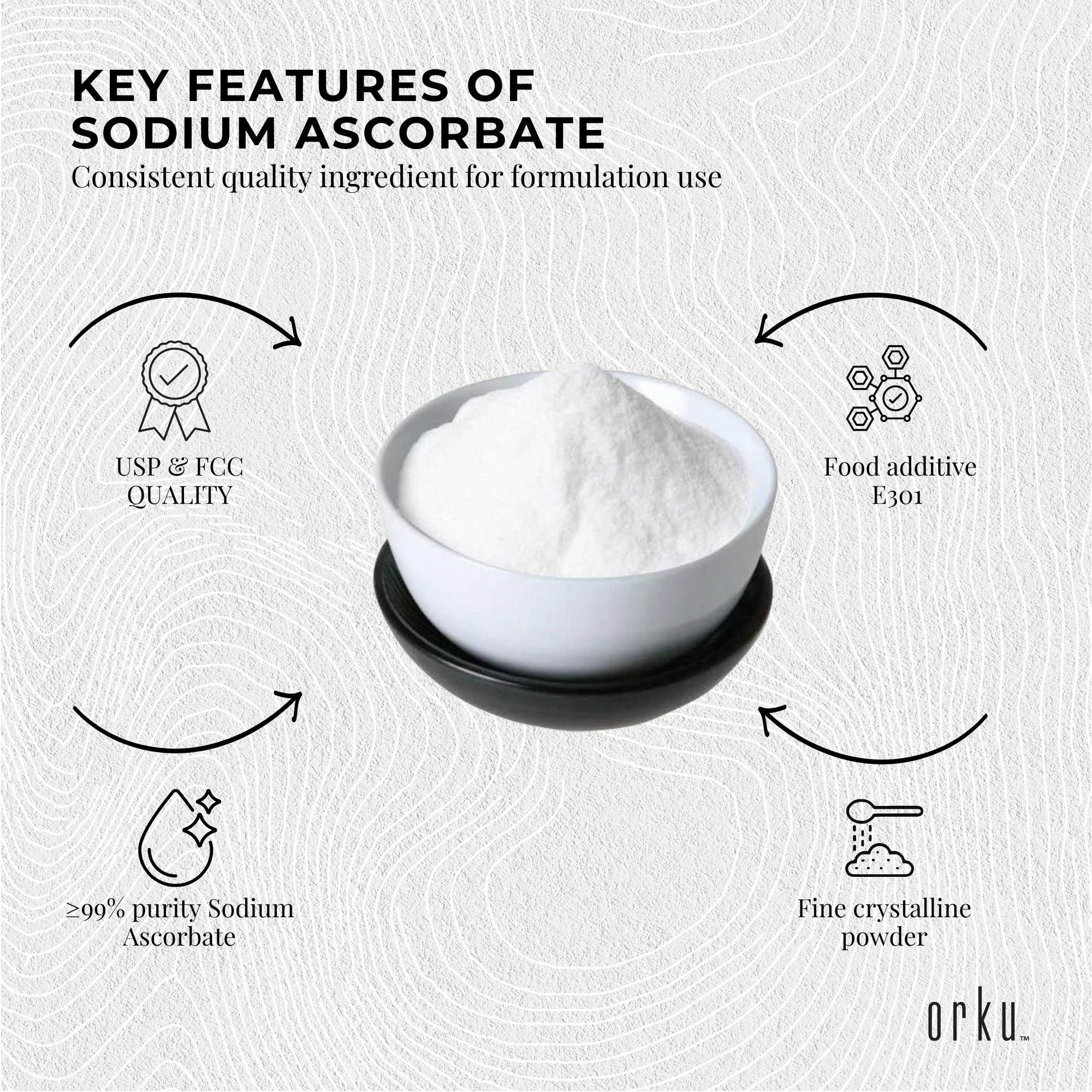 Orku 10Kg Sodium Ascorbate - High Purity Soluble Crystalline Powder Ingredient V238-SUPDZ-28861186408528