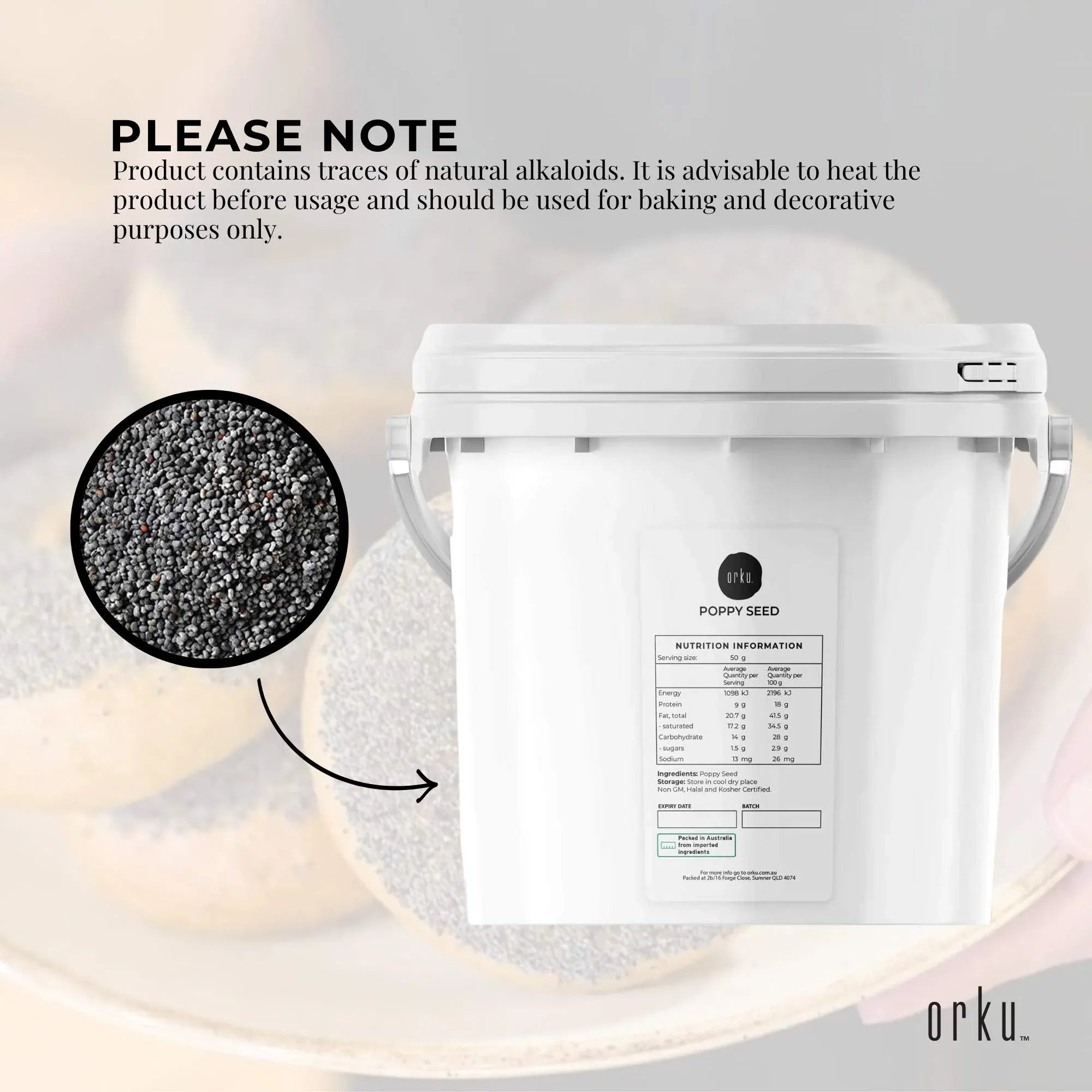 Orku 3.5Kg Poppy Seeds Unwashed Bucket Papaver Somniferum For Baking Decorating V238-SUPDZ-28986473119824